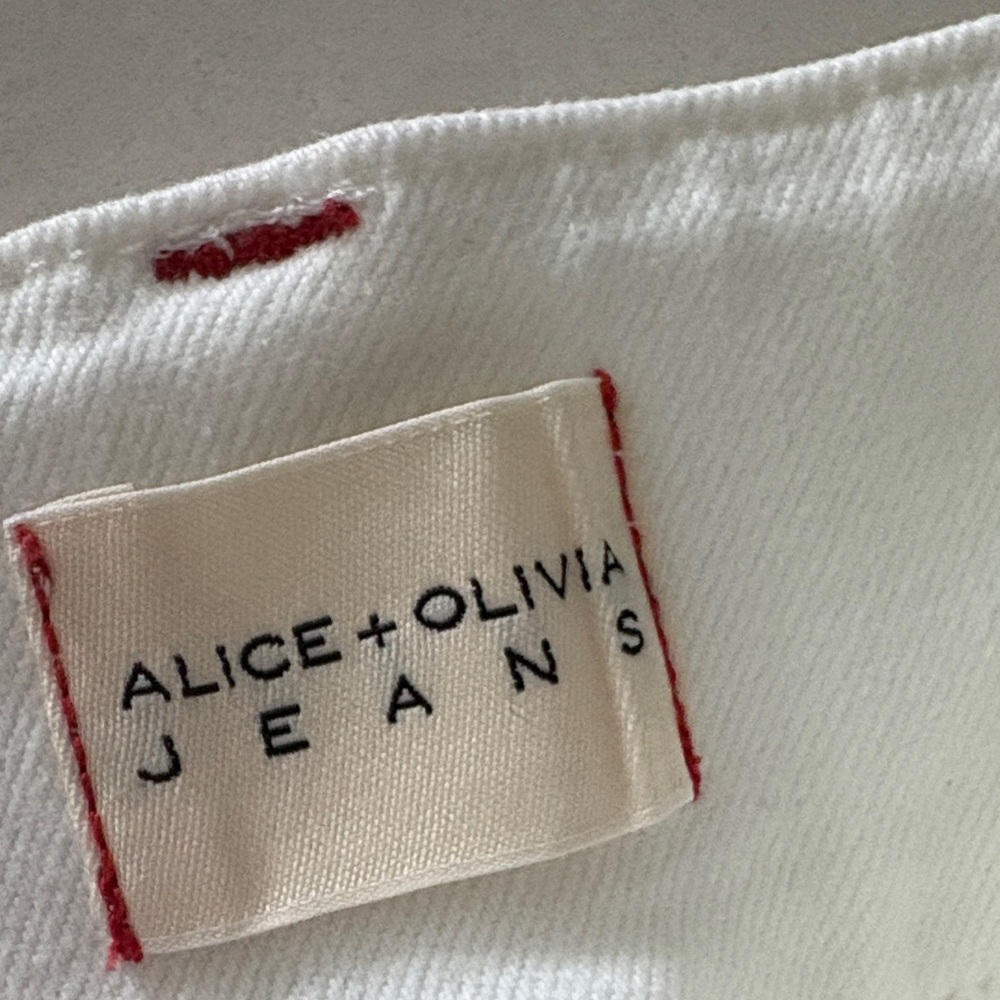 Alice + Olivia Cream Jeans with Red Stitching